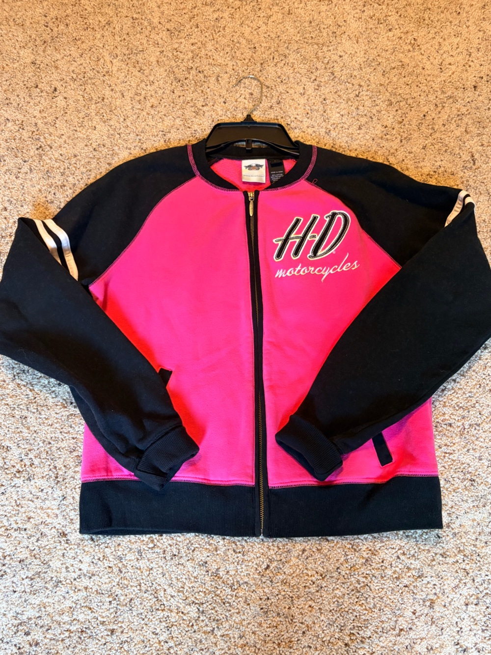 Harley Davidson Jacket Womens L Pink/Black Full Zip Motorcycle - Picture 6 of 8